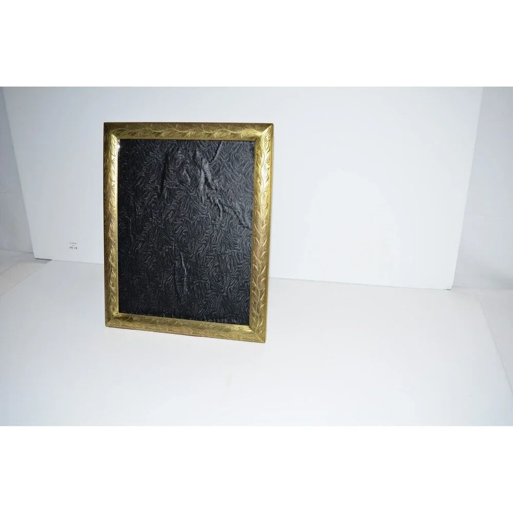 Vtg‎ Picture Frame 8x10 Gold Brass Ornate Hollywood Regency Floral etched